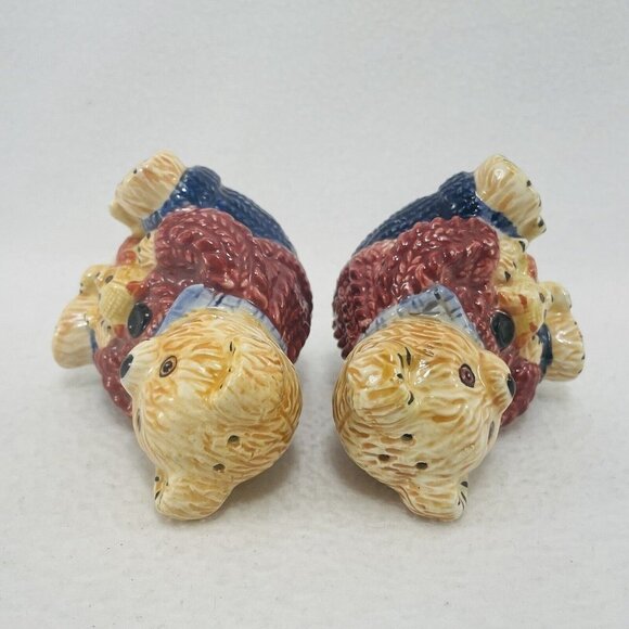 Vintage Gkao Teddy Bear Salt Pepper Shaker Set Ceramic Animal Figure Shape Deco - Picture 6 of 9